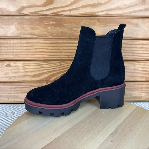 Antonio de Faria Boots Women's 9 US Black Suede Leather Chelsea Platform Chunky - Picture 9 of 11